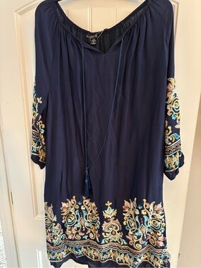 Navy Embroidered Tassel Tunic